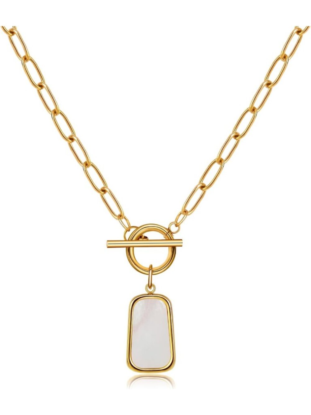 Women's 18k Gold Sea Shell Pendant Trendy Elegant Necklace Titanium Steel